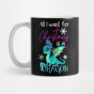 Cute Anime Christmas Dragon TShirt - All I Want For Christmas is a Dragon Mug